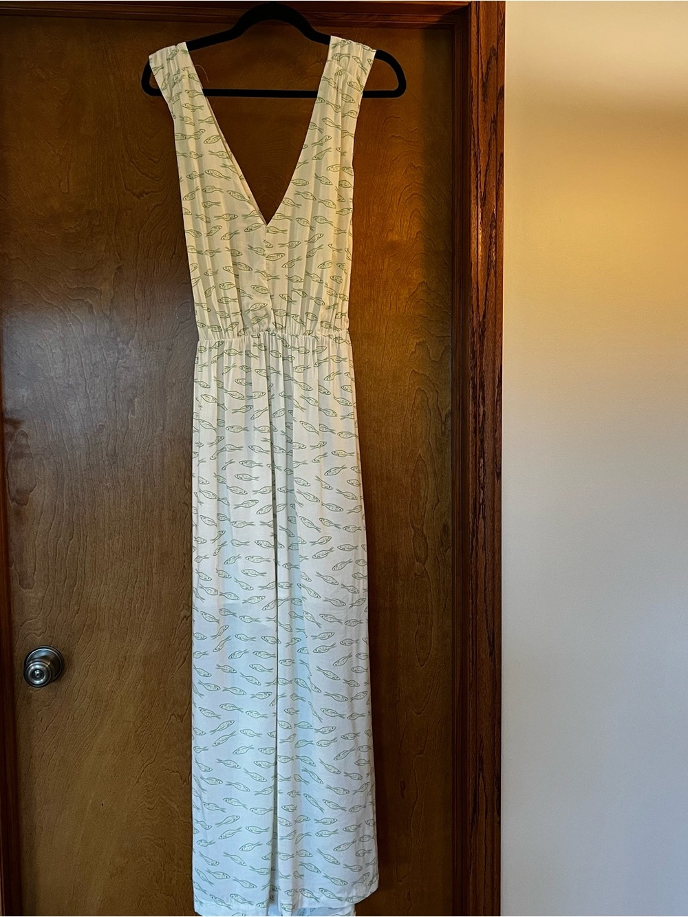 Green Sardine cross back Sleeveless White Maxi Dress